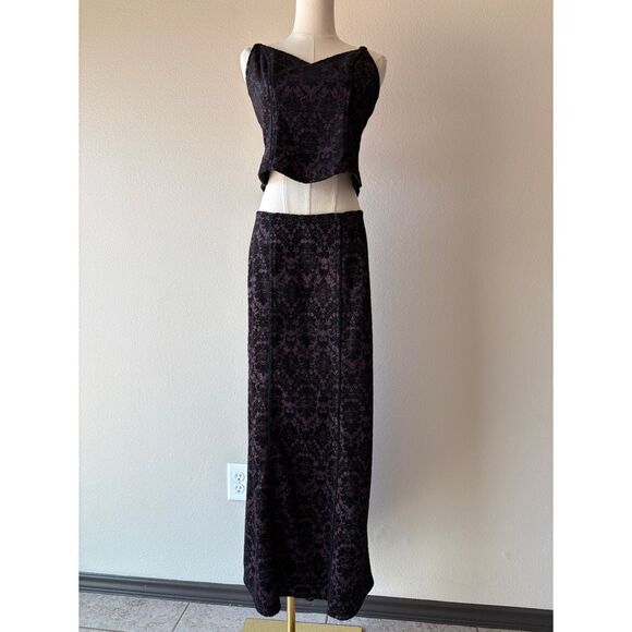 lip service y2k quoth of raven corset and dress damask print set - Picture 5 of 9